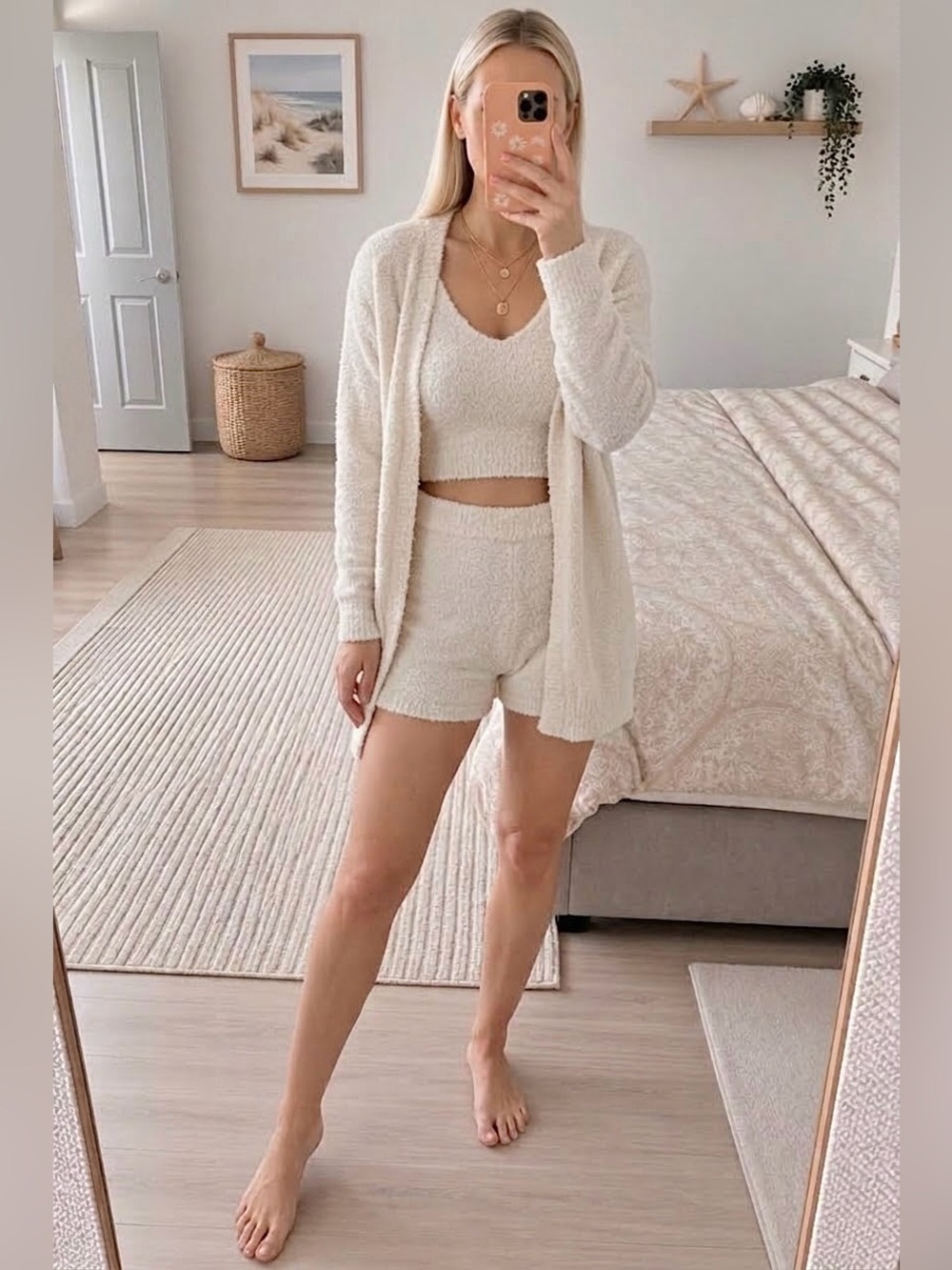 Chenille lounge set white